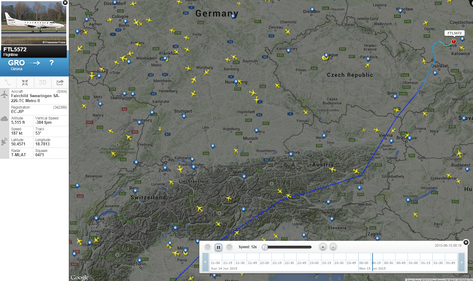 Flugspur mit Umweg über Wien