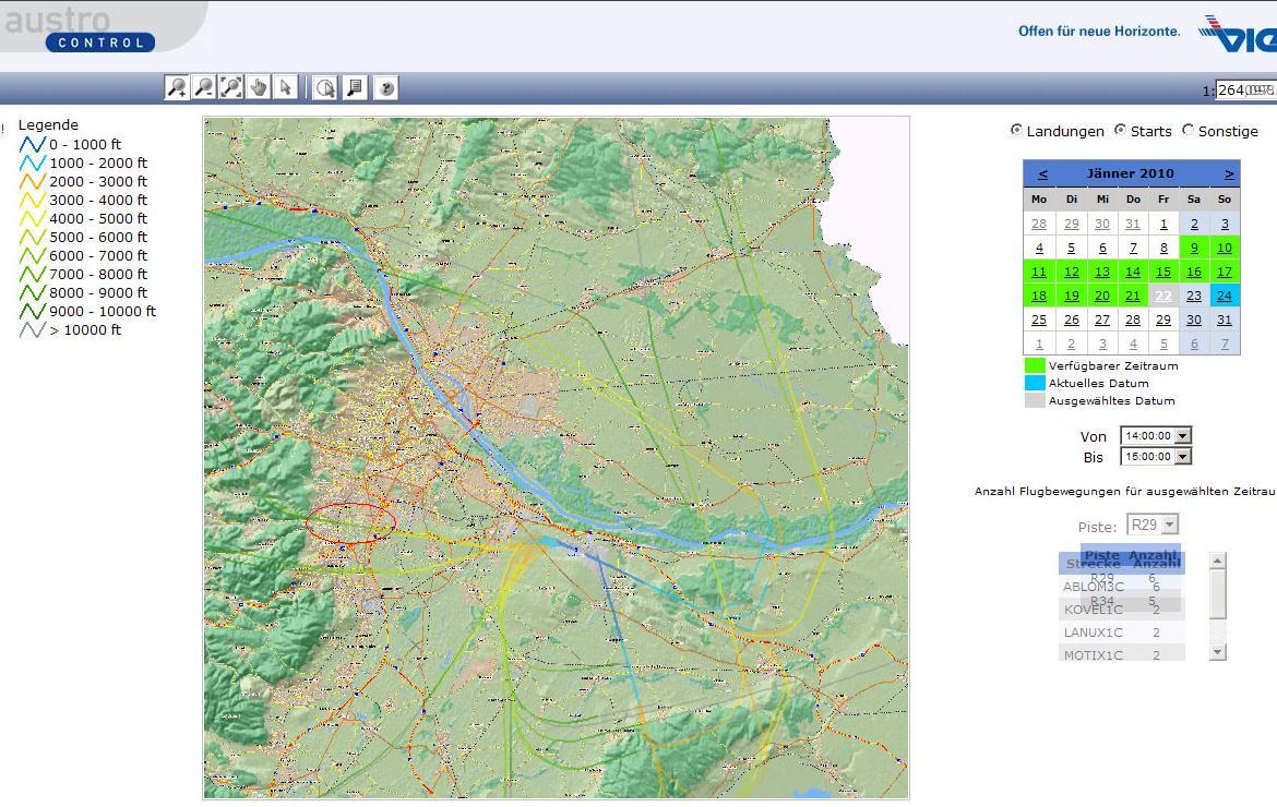 22.1.2010 Starts und Landungen zwischen 14h und 15h
