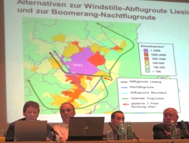 von einem Piloten vorgeschlagene Alternativen zur Abflugroute Liesing mit um Größenordnungen weniger Betroffenen