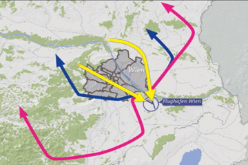 Flugrouten über Wien und alternative Abflugrouten