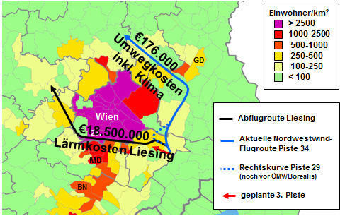 volkswirtschaftlich sinnvolle Alternative zur Abflugroute Liesing