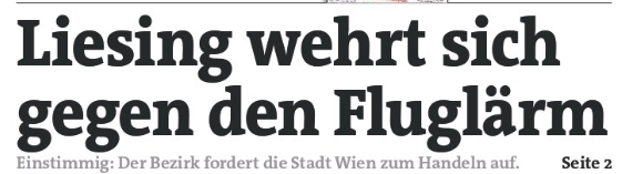 Bezirkszeitung Liesing wehrt sich weiter gegen den Fluglärm