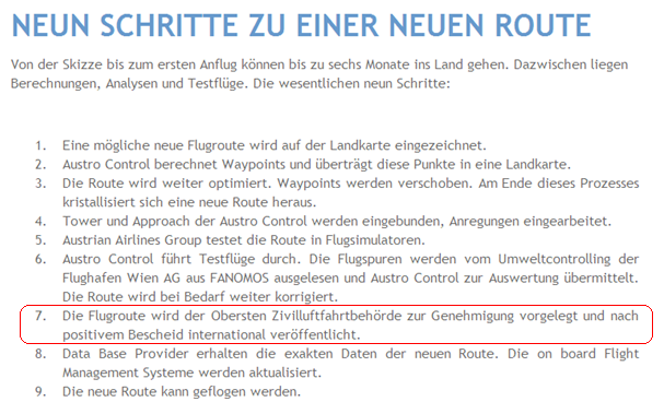 laut Flughafenhomepage muss das Infrasstrukturministerium Flugrouten genehmigen Flugroute erfordert laut Flughafenhomepage Genehmigung der Ministerin