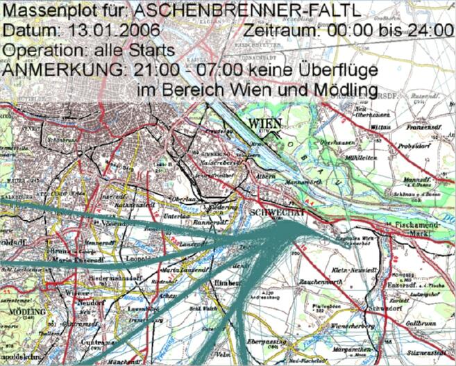 Flugspuren über Liesing